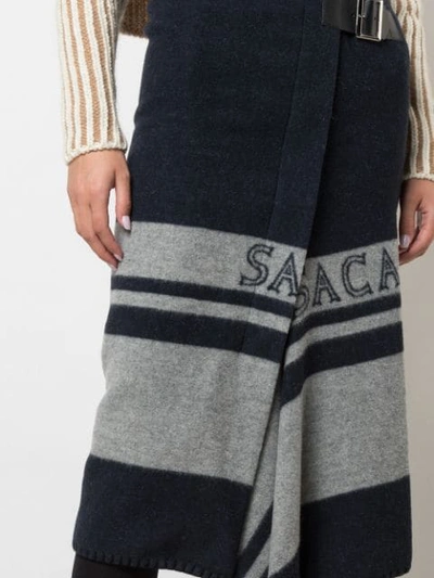 Shop Sacai Double Buckle Skirt In Blue