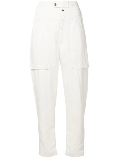Shop Isabel Marant Étoile Tapered Panel Cropped Jeans In Neutrals