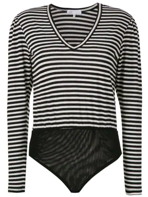 black and white striped bodysuit
