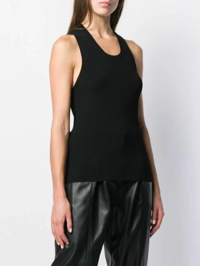 Shop Helmut Lang Ribbed Tank Top In Black