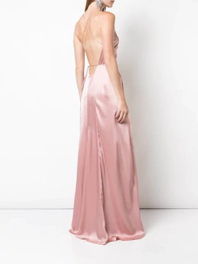 Shop Michelle Mason Strappy Wrap Gown In Pink