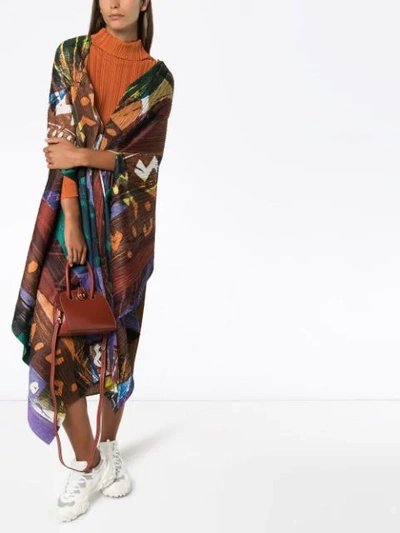 Shop Issey Miyake Printed Plissé Pleated Cape In 30 Multicoloured