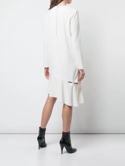 Shop Tibi Shift Dress With Detached Hem In Ivory