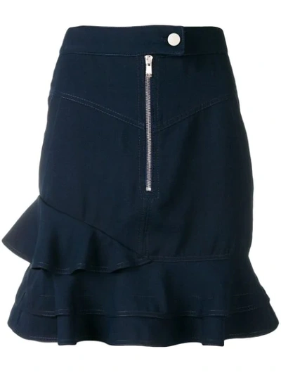Shop Derek Lam 10 Crosby Washed Canvas Ruffle Skirt In Blue
