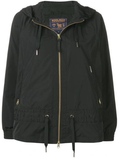 Shop Woolrich Panelled Hooded Jacket In Black