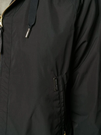 Shop Woolrich Panelled Hooded Jacket In Black
