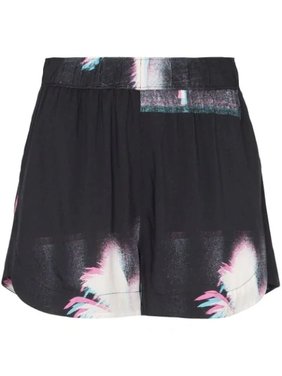 Shop Double Rainbouu Shorts Mit Palmen-print In Black