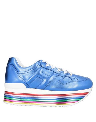 Shop Hogan Woman Sneakers Bright Blue Size 6 Soft Leather