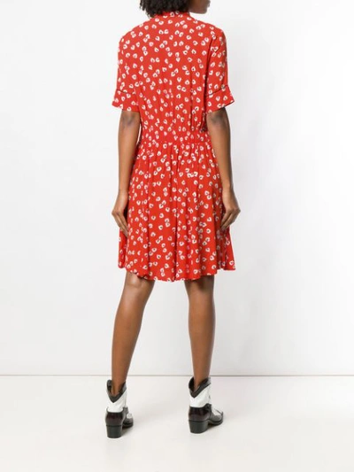 Shop Ganni Printed Twist Dress - Red