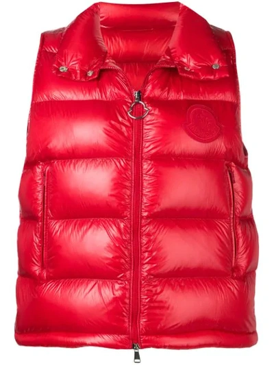 Shop Moncler 'helsinki' Daunenweste In Red