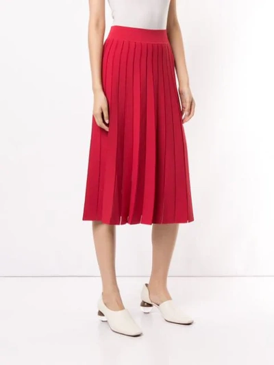 Shop Casasola Pleated Knit Skirt In Red