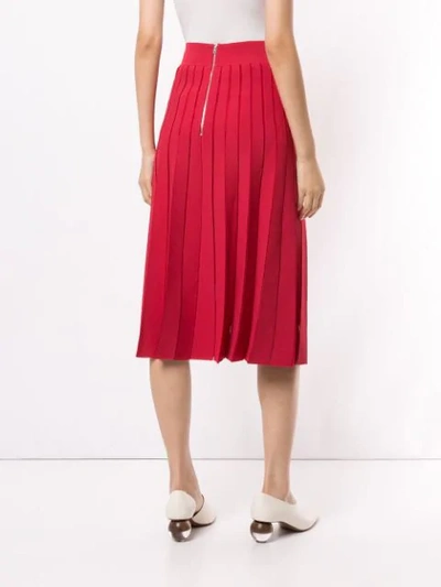Shop Casasola Pleated Knit Skirt In Red