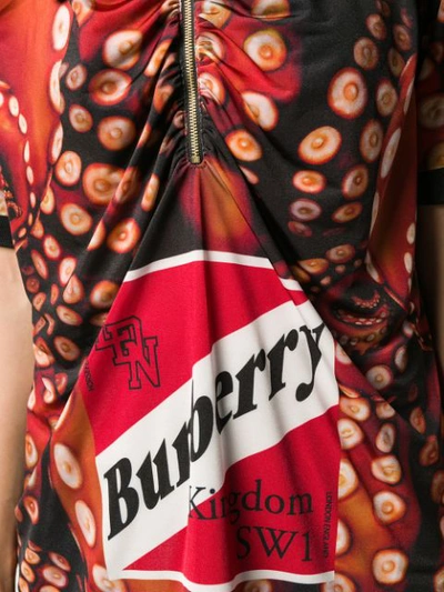 Shop Burberry Octopus Print Polo Shirt In Red