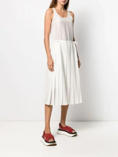 Shop Sara Lanzi Contrast Pleated Dress In White