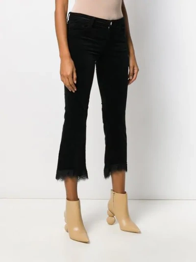 Shop J Brand Lace Detail Cropped-length Trousers In Black