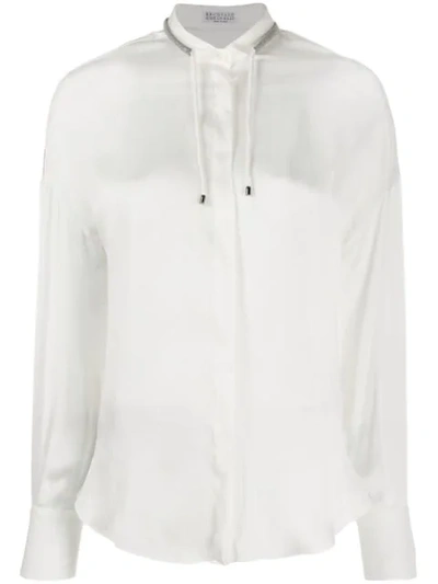 Shop Brunello Cucinelli Bead-embellished Shirt In White