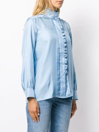Shop Sandro Ruffled Long-sleeved Shirt In Blue