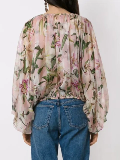 Shop Dolce & Gabbana Lily-printed Blouse In Pink