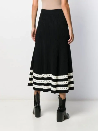 Shop Alexander Mcqueen Holey Striped Hem Skirt In Black