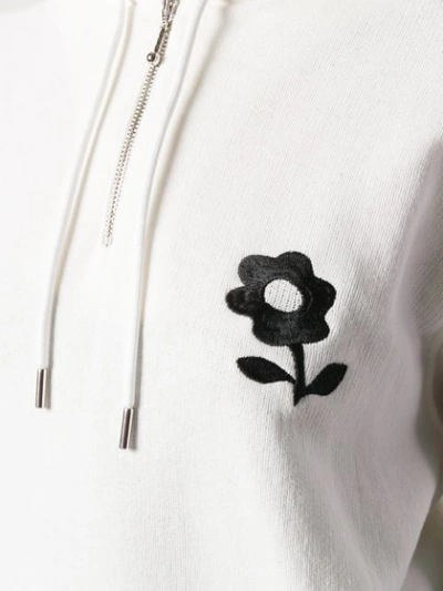 ALEXA CHUNG EMBROIDERED FLOWER HOODIE - 白色