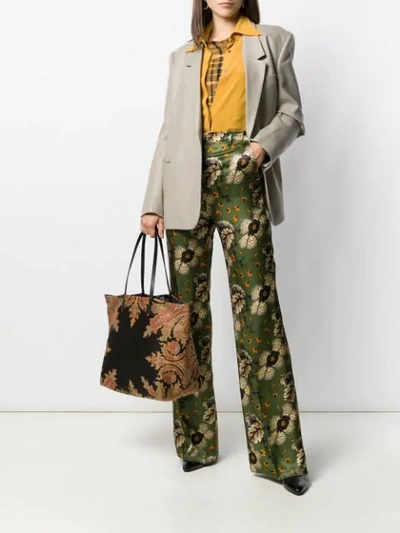 Shop Etro Floral Print Trousers In Green