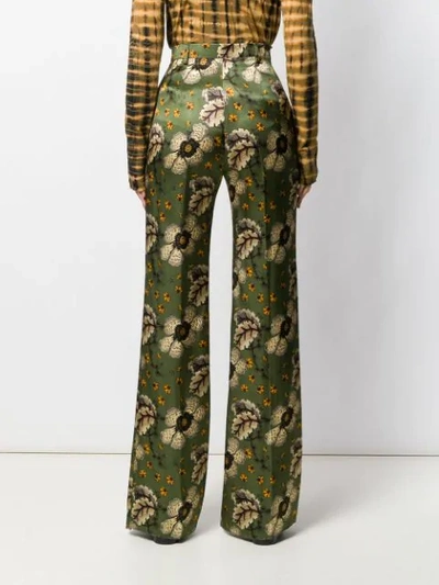 Shop Etro Floral Print Trousers In Green