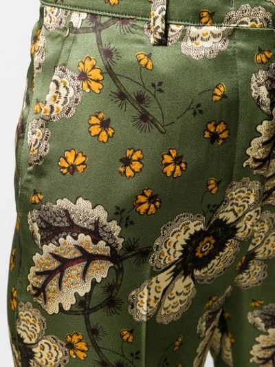 Shop Etro Floral Print Trousers In Green