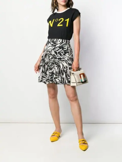 Shop N°21 Zebra Ruched Short Skirt In Black ,white