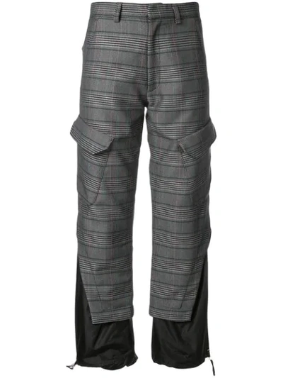 Shop Delada Panelled Checked Trousers In Grey