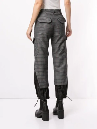 Shop Delada Panelled Checked Trousers In Grey