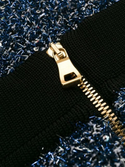 Shop Balmain Knitted Button Skirt In Blue