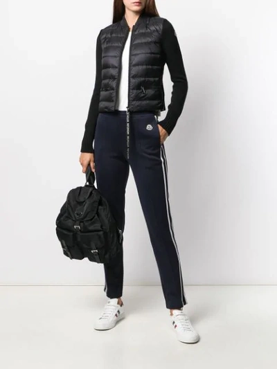 Shop Moncler Padded Front Cropped Jacket In Blue