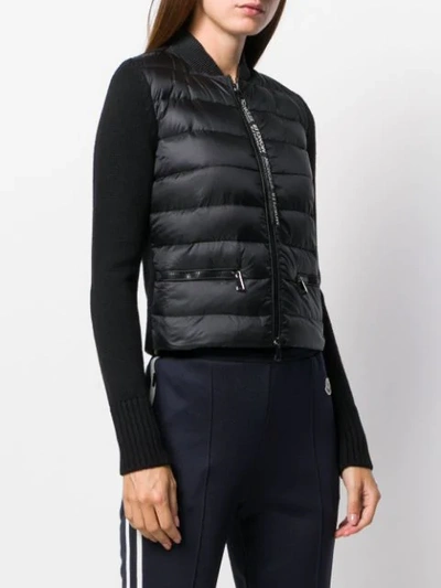 Shop Moncler Padded Front Cropped Jacket In Blue
