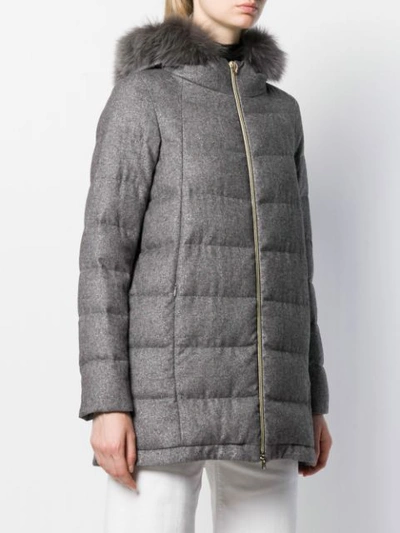 Shop Herno Quilted Parka Jacket In Grey