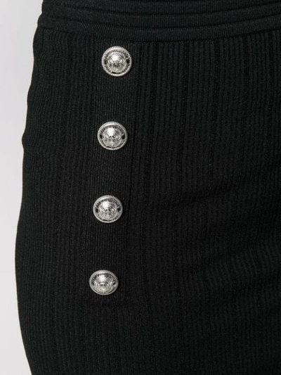 Shop Balmain Embossed Button Skirt In Black