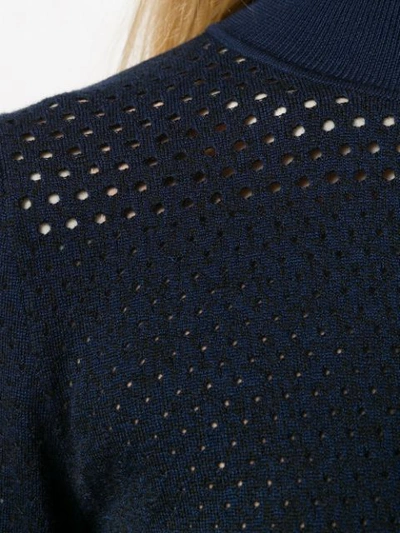 Shop Fendi Perforated Knitted Sweater In Blue