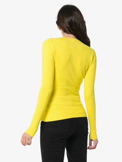 Shop Joostricot Ribbed And Fitted Silk-blend Top - Yellow