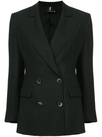 Shop Julia Davidian Fitted Double Breasted Blazer - Black
