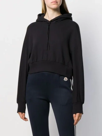 Shop Y-3 Logo Print Cropped Hoodie In Black