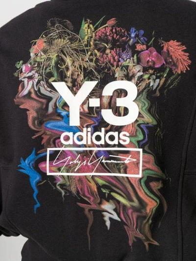 Shop Y-3 Logo Print Cropped Hoodie In Black