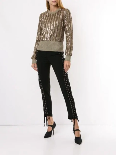 Shop Dolce & Gabbana Sequinned Knitted Jumper In Gold