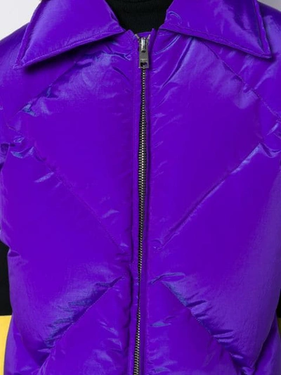 Shop Msgm Hooded Padded Jacket In Purple