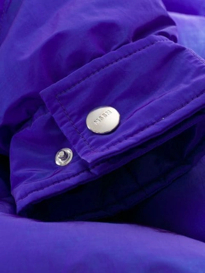 Shop Msgm Hooded Padded Jacket In Purple