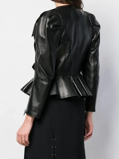 ALEXANDER MCQUEEN PEPLUM BIKER JACKET - 黑色