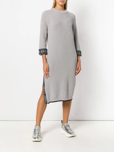 Shop Kenzo Logo Sweater Dress - Grey