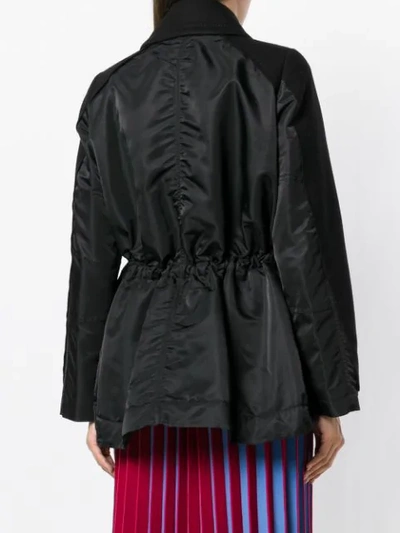 Shop Sacai Two Textile Military Coat In Black