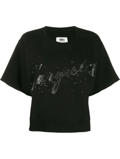 Shop Mm6 Maison Margiela Logo Print Oversized T-shirt In Black