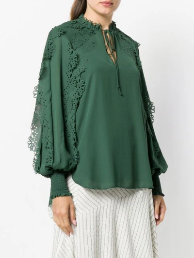 Shop See By Chloé Laser-cut Floral Blouse - Green