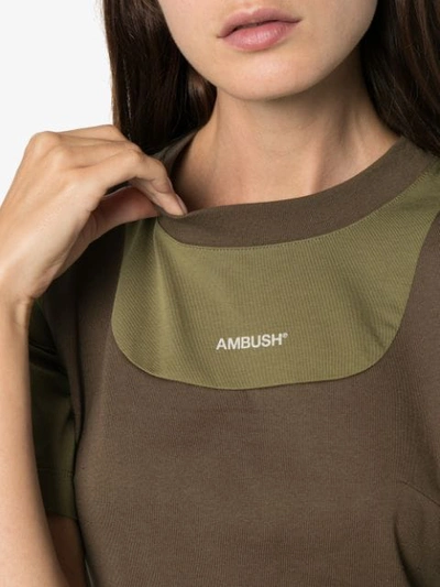 Shop Ambush Panelled Logo Print T-shirt In Green