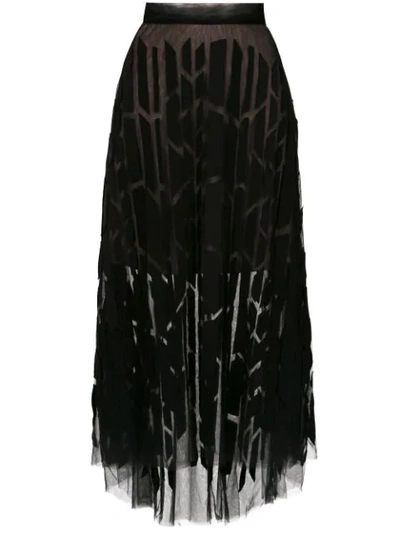 Shop Gloria Coelho Tulle Panelled Midi Skirt In Black